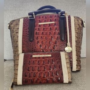 Brahmin  SET medium Duxbury Satchel Pecan azuma and suri wallet